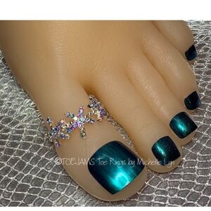 TOE RING Starfish Throuple Big Toe Ring, Clear AB Crystal Statement Big Toe Ring